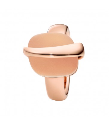 Anillo acero rosa con cristal de roca