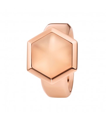 Anillo Acero Rosa con cristal de roca