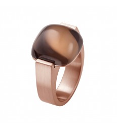 Ring Rose Steel with smoky quartz