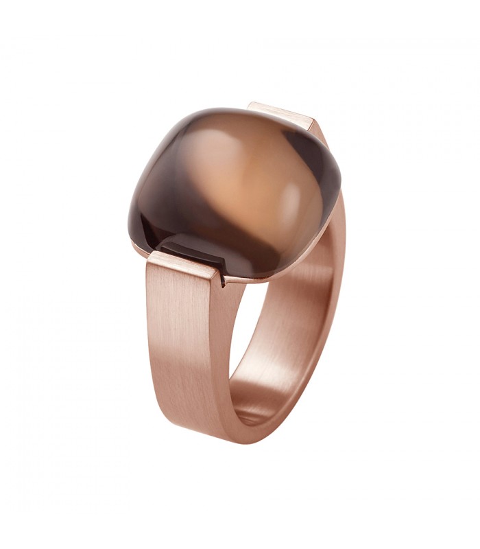 Ring Rose Steel with smoky quartz