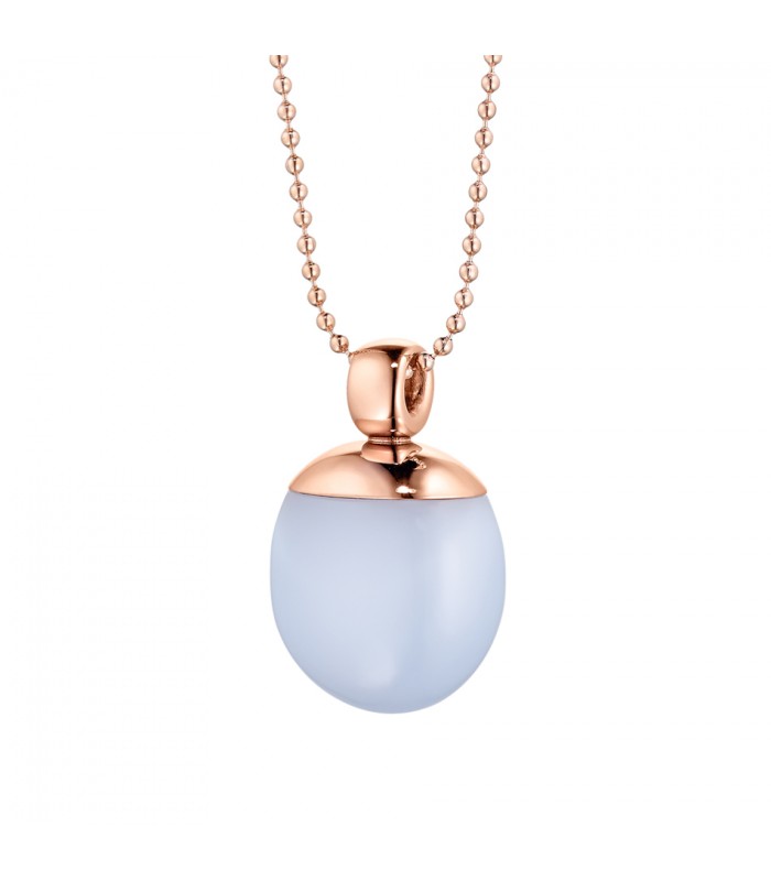 Pendant rose steel with chalcedony blue