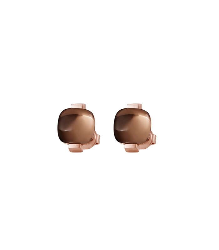 Ear studs rose steel with smoky quartz