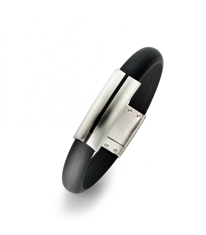 Pulsera Hombre Acero y Caucho