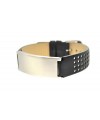Men's steel and leather bracelet