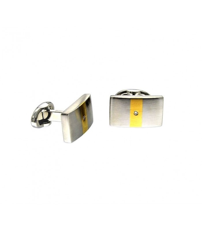 Gemelos acero, oro, diamante