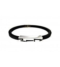 Pulsera Hombre Plata y Caucho
