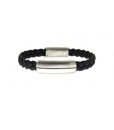 Pulsera Hombre Acero y Caucho