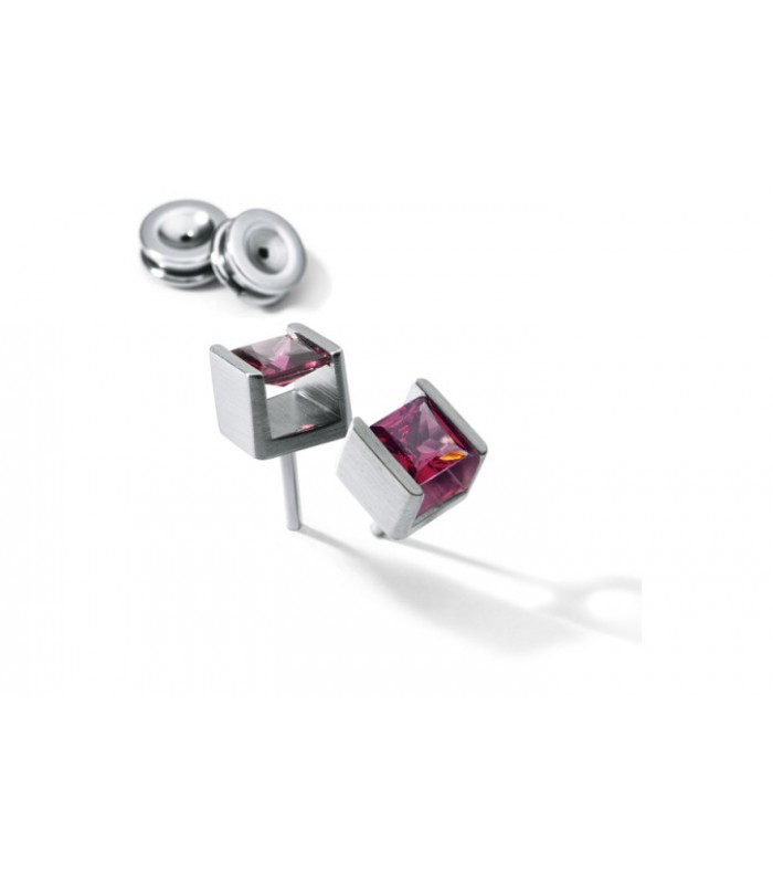Farbedelsteinohrstecker Cube Edelstahl