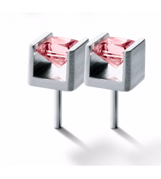 Earrings Cube Rose Turmalin