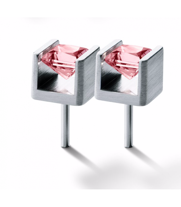 Earrings Cube Rose Turmalin