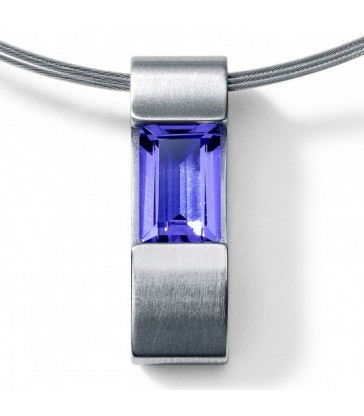 Farbedelsteinanhänger NAVETTE Edelstahl