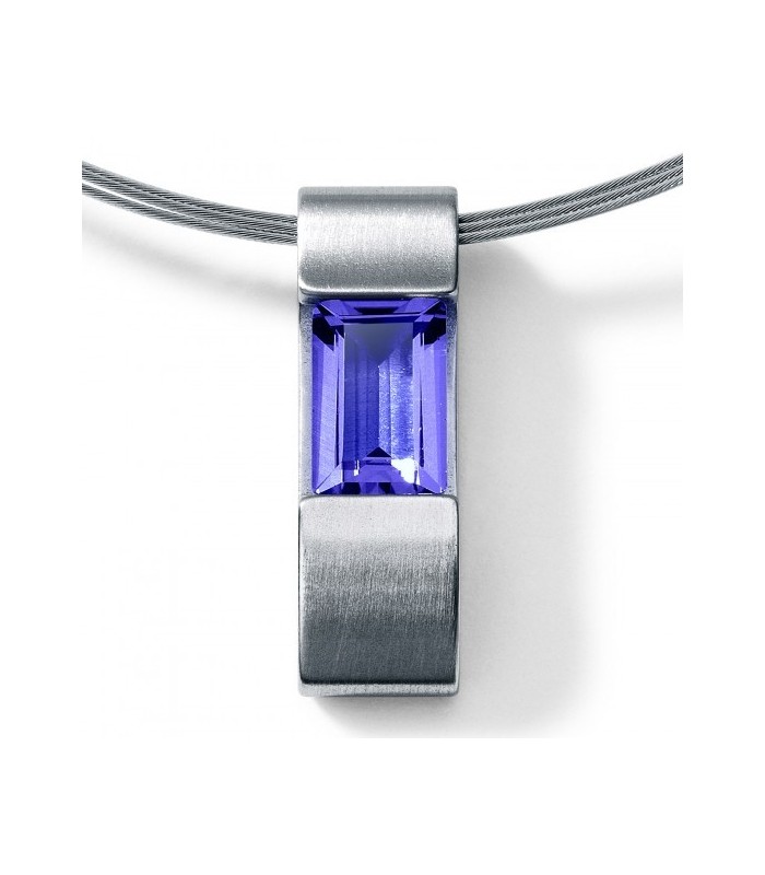 Farbedelsteinanhänger NAVETTE Edelstahl