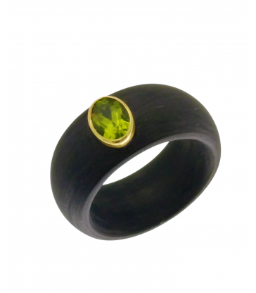 Anillo carbón peridoto