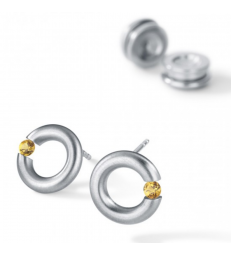 Pendientes amatista Redondo Acero