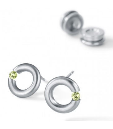 Citrin Earrings Round Steel