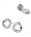 Pendientes rodolita Redondo Acero