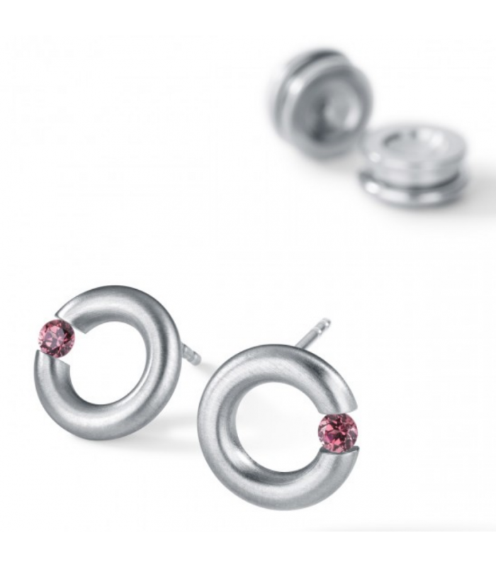 Rhodolit Earrings Round Steel