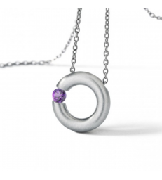 Amathyst necklace Round Steel