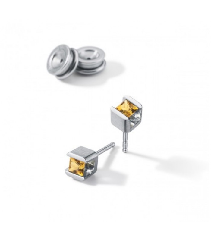 Farbedelsteinohrstecker Cube Citrine