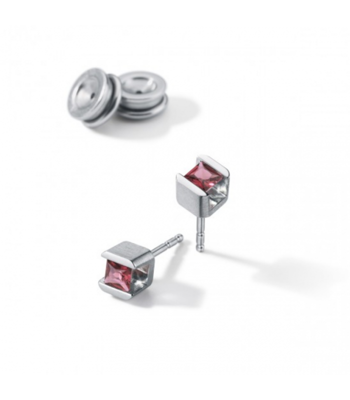 Farbedelsteinohrstecker Cube Rhodolite
