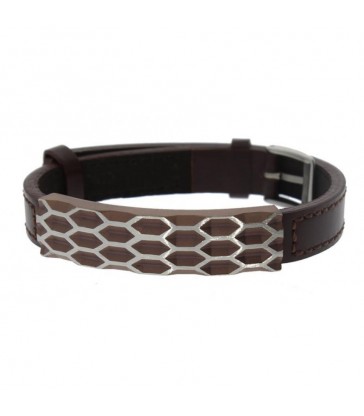 Pulsera Masculina Acero y Cuero