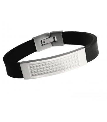 Men's steel and leather bracelet