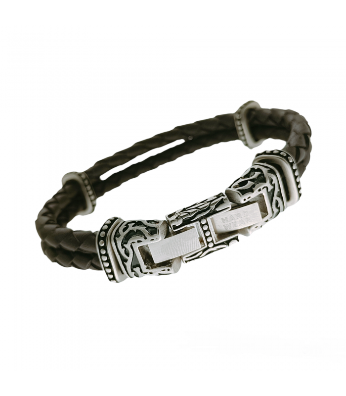 Pulsera Masculina Acero y Cuero