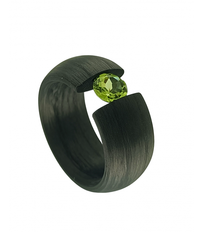 Anillo carbón peridoto tensión