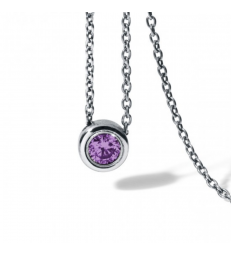 Amathyst necklace Round Steel