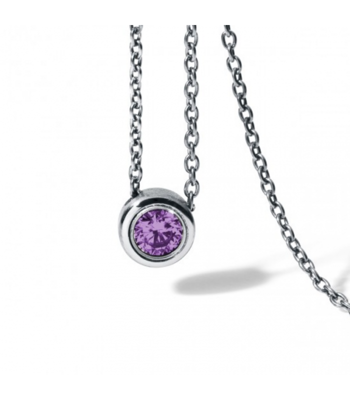Colgante amatista Redondo Acero