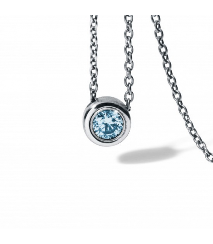 Blue Topaz necklace Round Steel