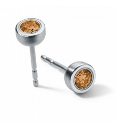 Citrin Earrings Round Steel