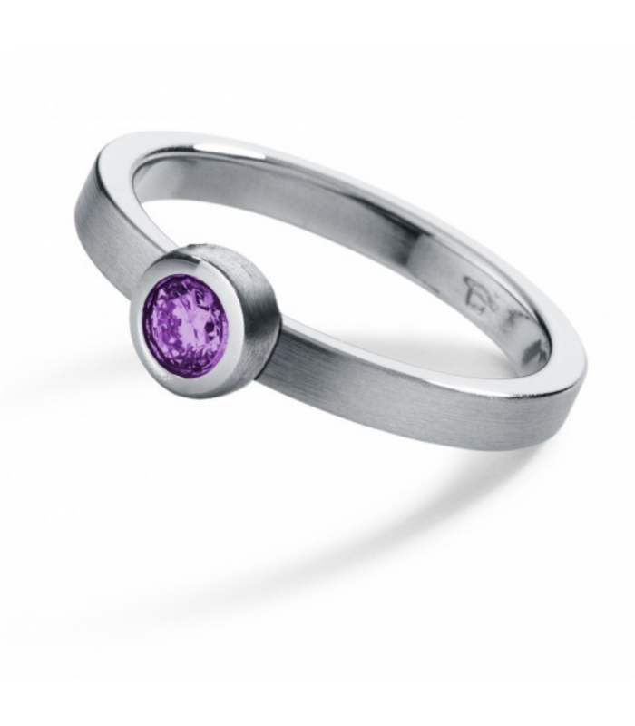 Anillo amatista Redondo Acero