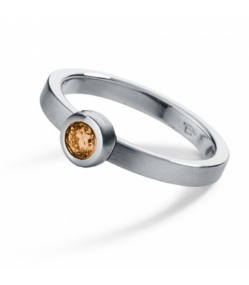 Anillo citrino Redondo Acero