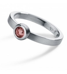 Rhodolit Ring Round Steel