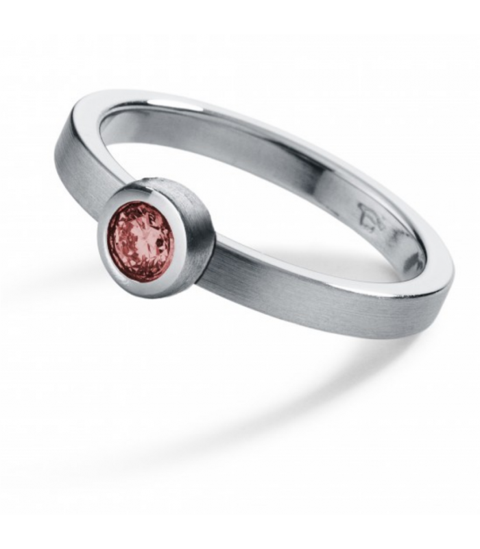 Rhodolit Ring Round Steel