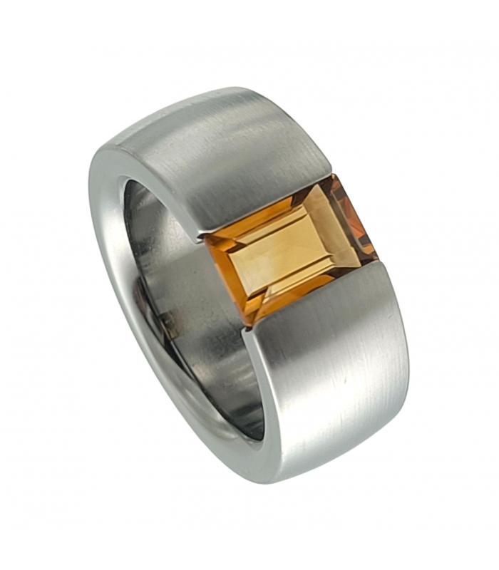 Anillo Citrino Baguette