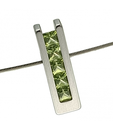 Colgante peridoto Redondo Acero