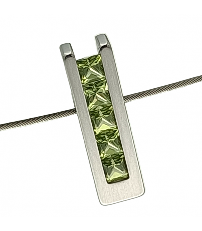 Colgante peridoto Redondo Acero
