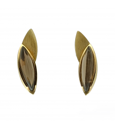 Quars Fume navette Earrings