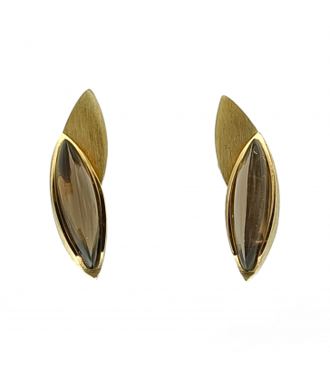Quars Fume navette Earrings