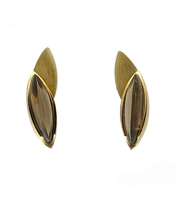 Quars Fume navette Earrings